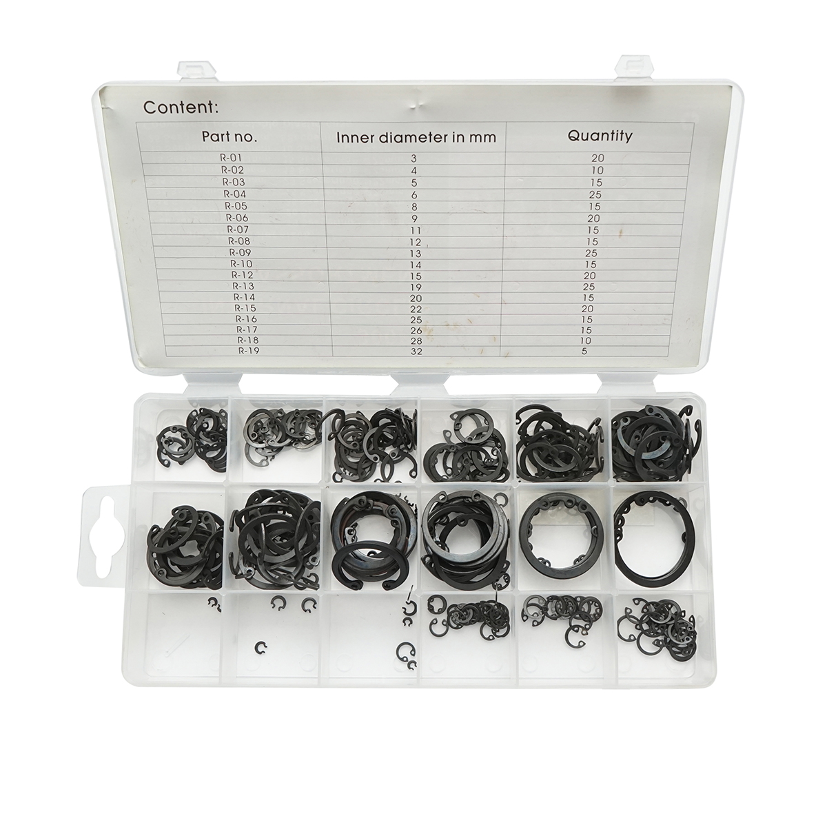 Trusa inele siguranta seeger interioare 3-32mm 300 piese - imagine 2