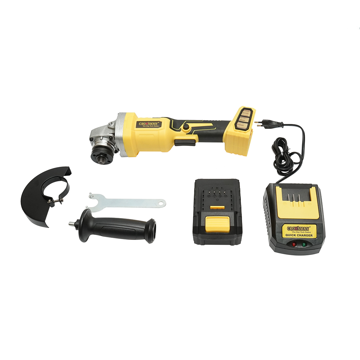 Polizor unghiular cu acumulator 21V, 4Ah Li-ion, disc 115mm, motor fara perii (brushless), 3 trepte de viteza Crownman - imagine 2