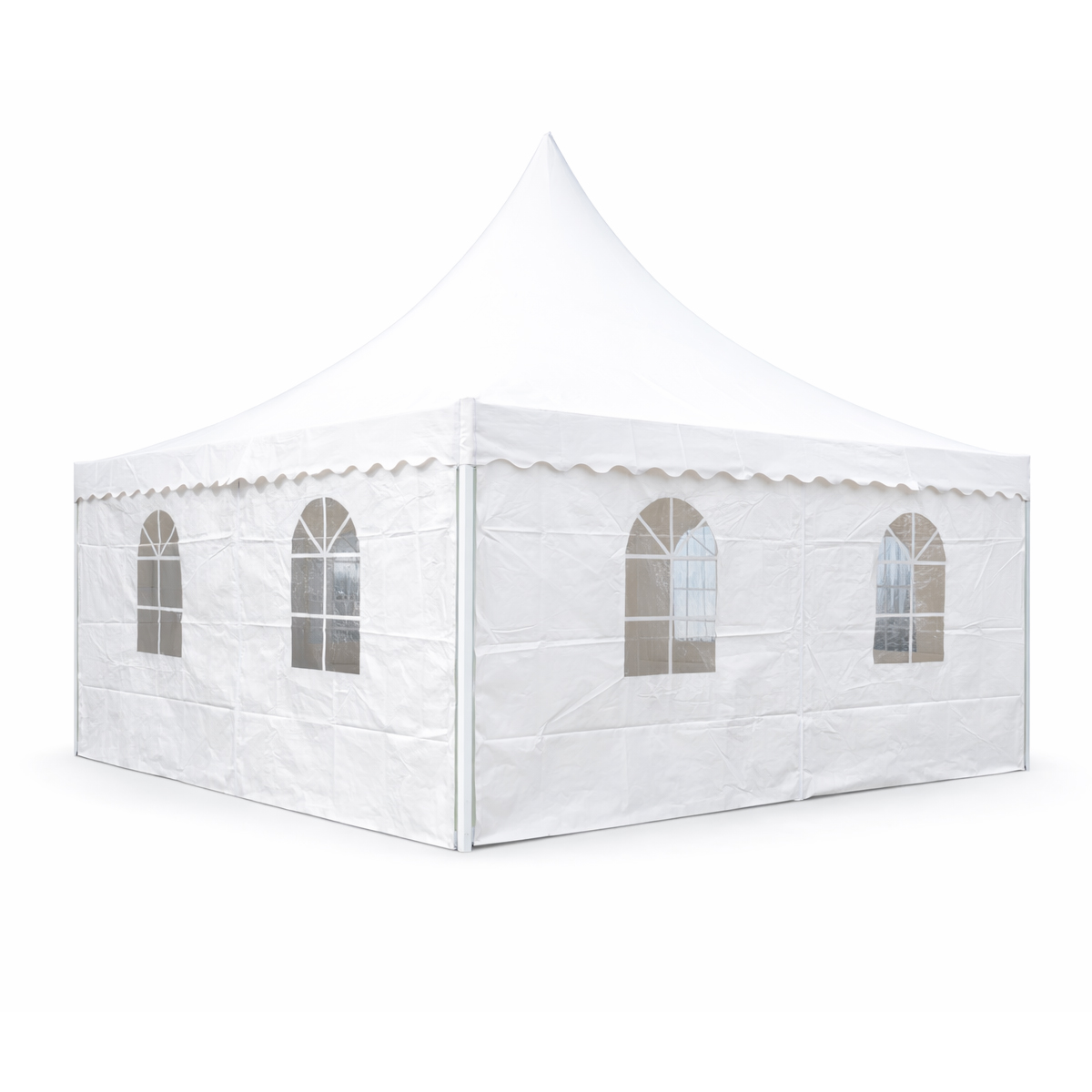 Cort evenimente pavilion tip pagoda 5x5m, alb impermeabil UV, acoperis PVC 750g/m2, cadru otel-aluminiu 48x48x2.5mm - imagine 2