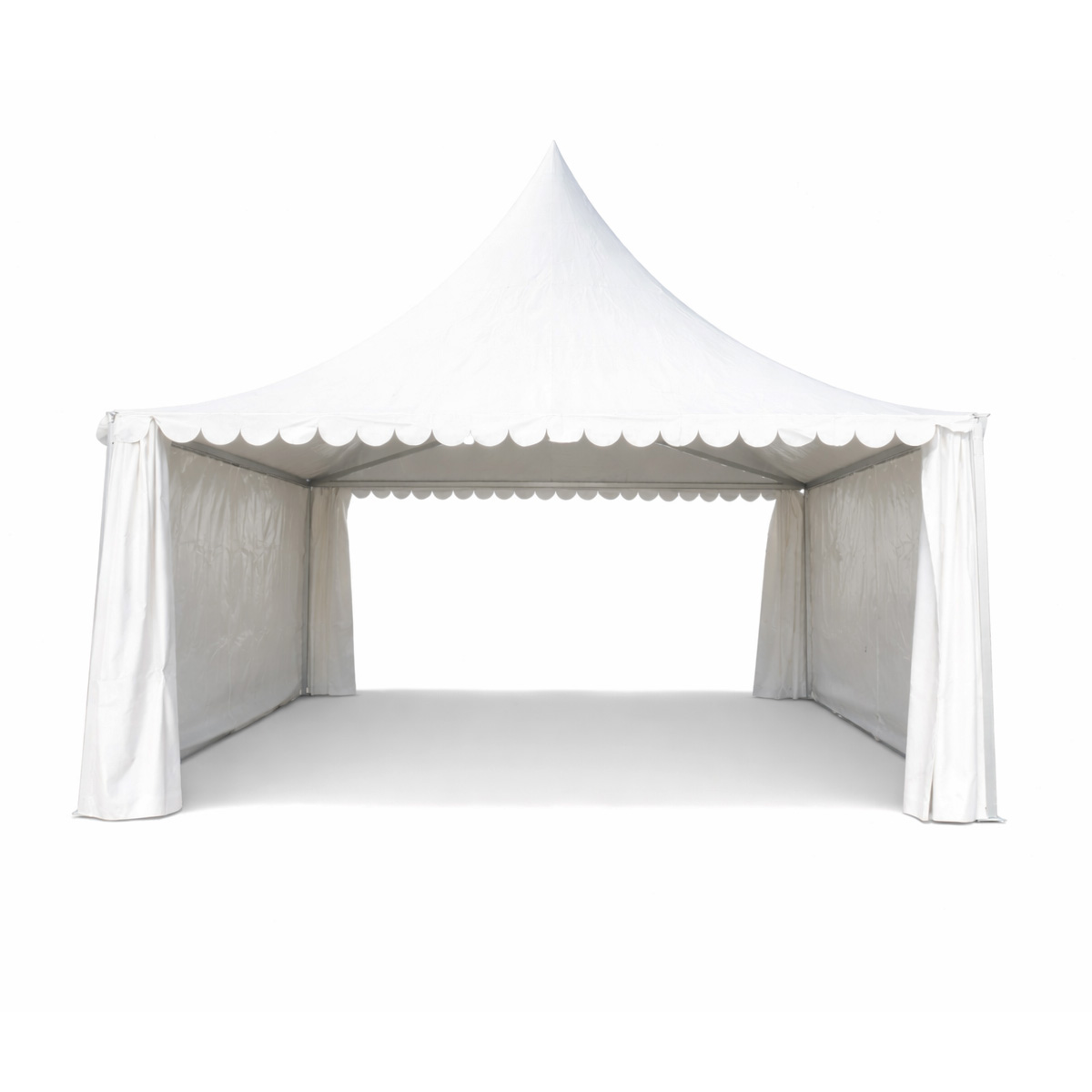 Cort evenimente pavilion tip pagoda 6x6m, alb impermeabil UV, acoperis PVC 950g/m2, cadru aluminiu 64x64x3mm - imagine 2