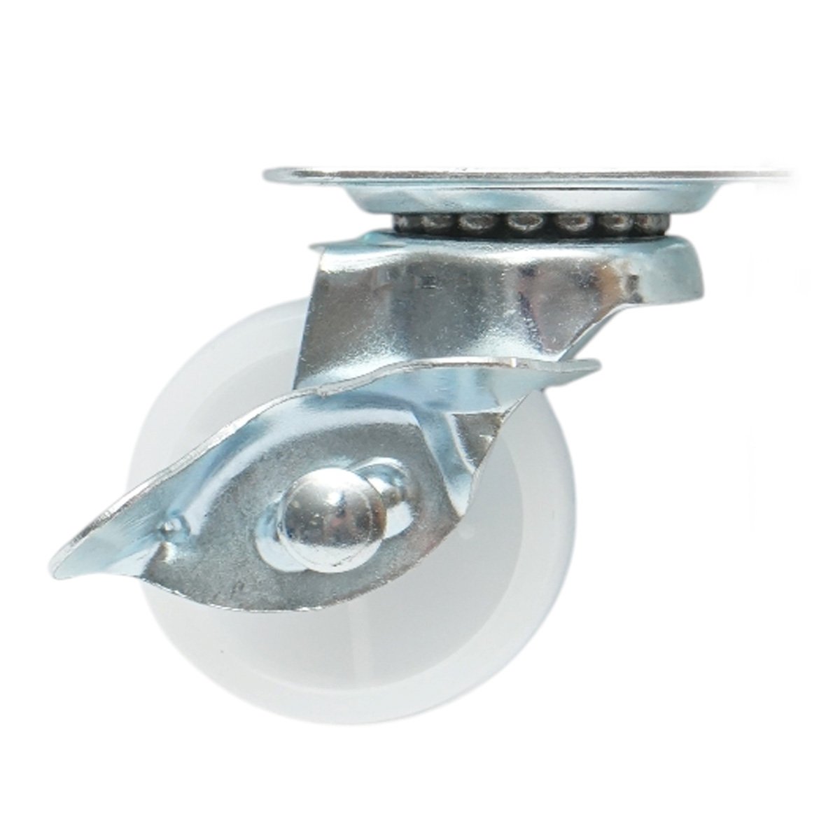 Roata pivotanta 40x17mm cu frana, polipropilena alba, placa otel 45x38mm 20kg - imagine 2