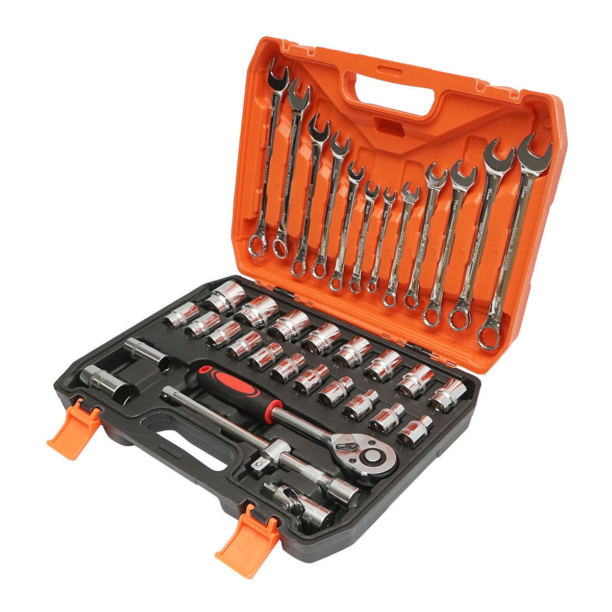 Trusa chei tubulare 8-32mm si chei fixe combinate 8-19mm, 1/2 antrenor cu clichet 37 piese Breckner Germany - imagine 2