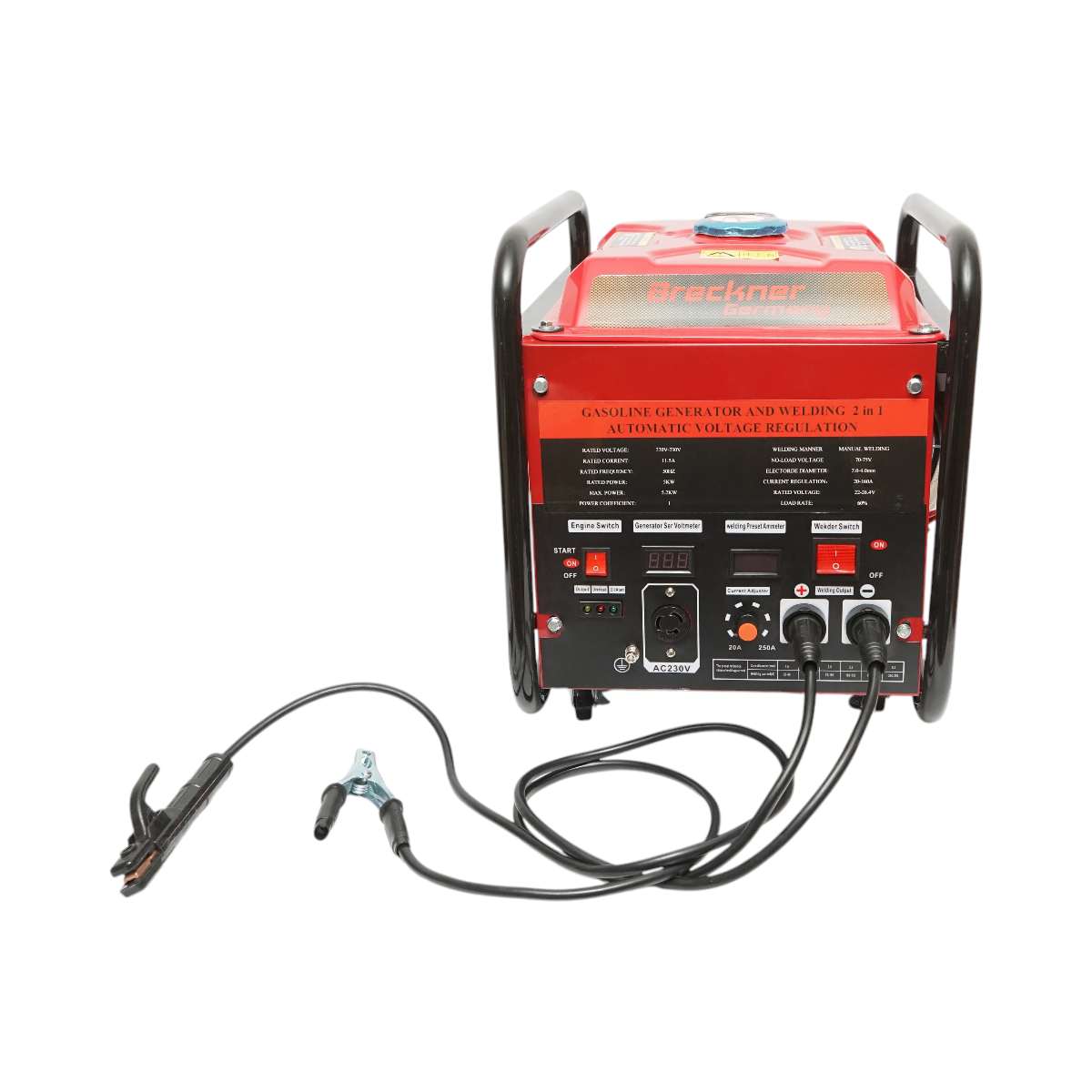 Aparat de sudura 160A cu generator electric 5KW/220V, motor pe benzina 13CP, pornire manuala Breckner Germany - imagine 2