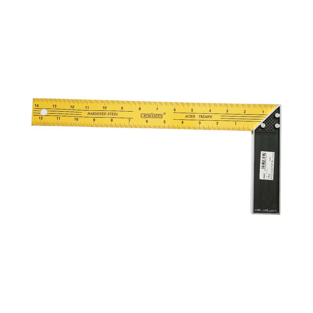 Echer tamplarie profesional 350mm/14 inch, maner aluminiu, rigla otel carbon Crownman - imagine 2