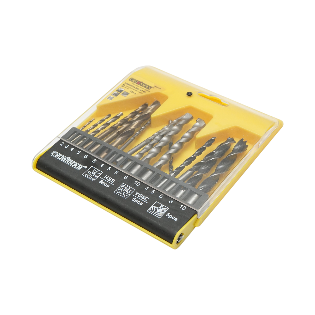 Set 16 burghie 2-10mm pentru lemn, metal, beton cu tija cilindrica Crownman - imagine 2