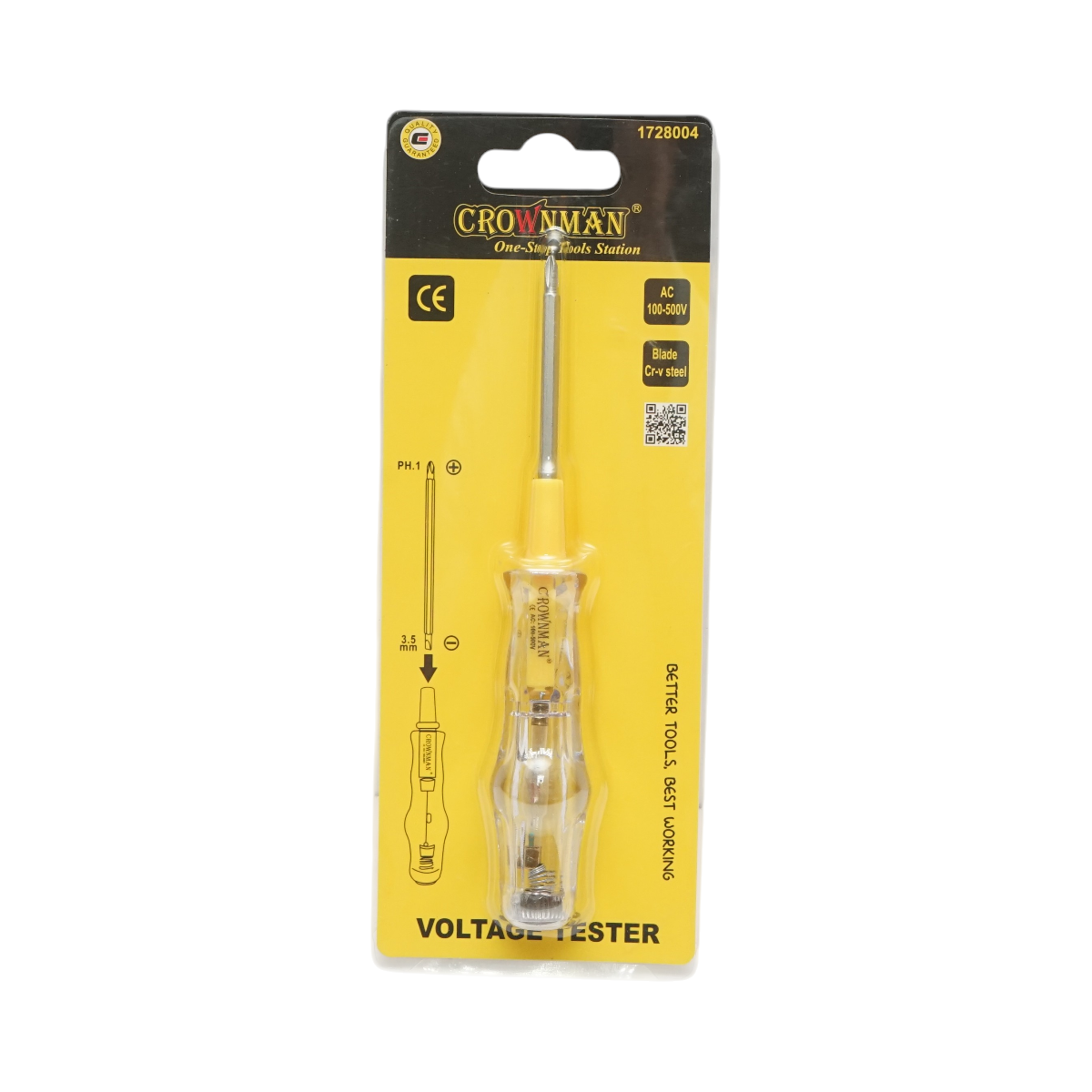 Surubelnita tester de tensiune 100-500V AC, cap dublu PH1/3.5x160mm Cr-V Crownman - imagine 2