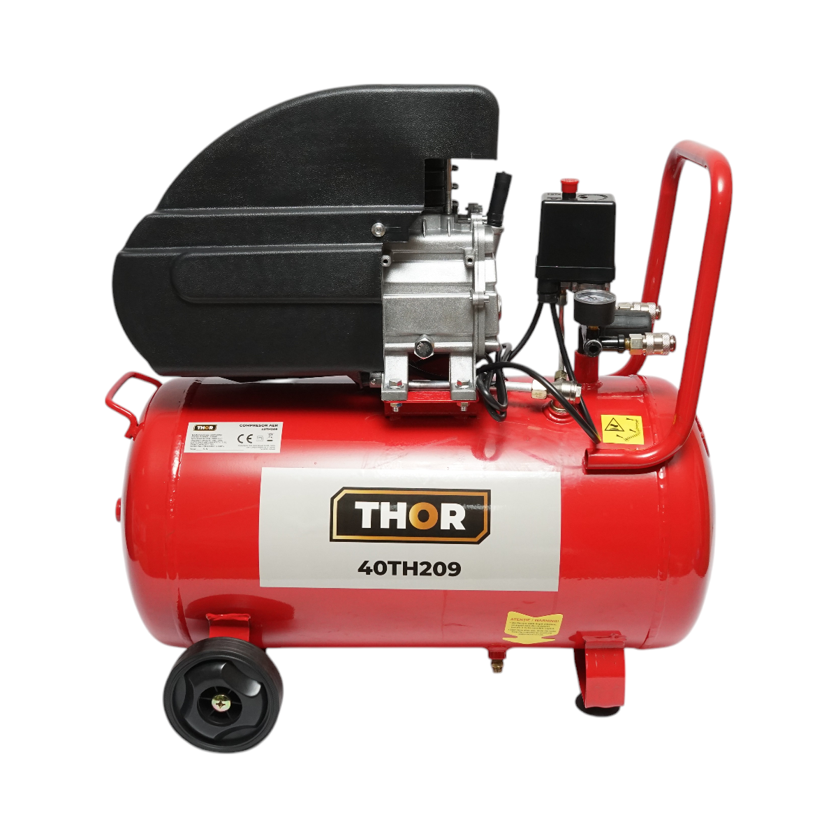 Compresor aer 50L, putere motor 1.5KW/2CP, presiune maxima 8 bar, volum aer aspirat 195L THOR - imagine 2