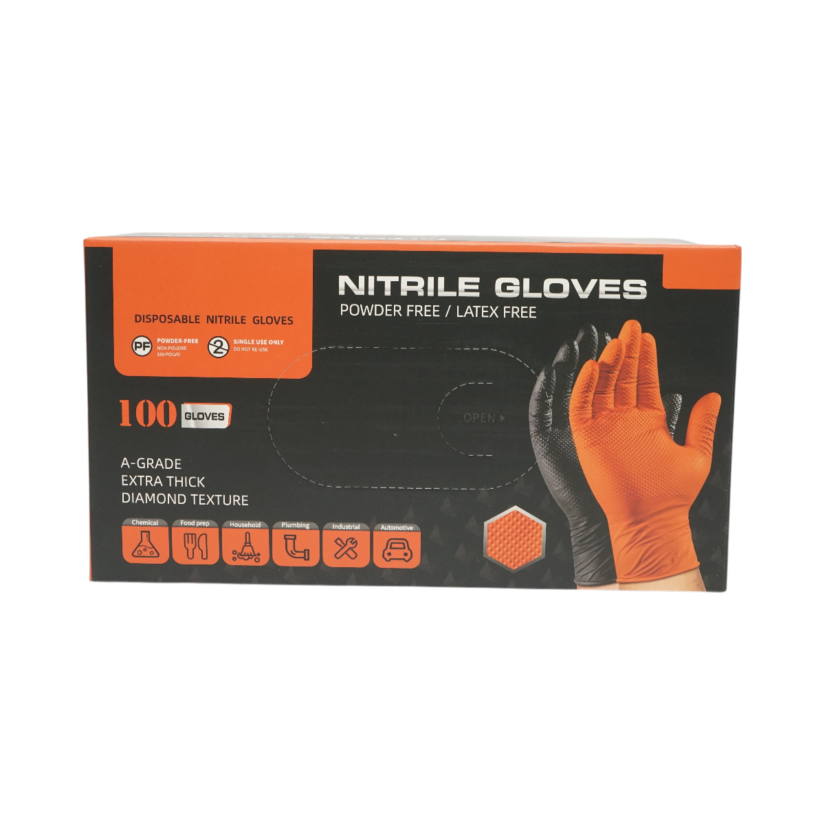 Manusi din nitril negre nepudrate cu textura diamond grip, marimea M 100 buc/cutie - imagine 2