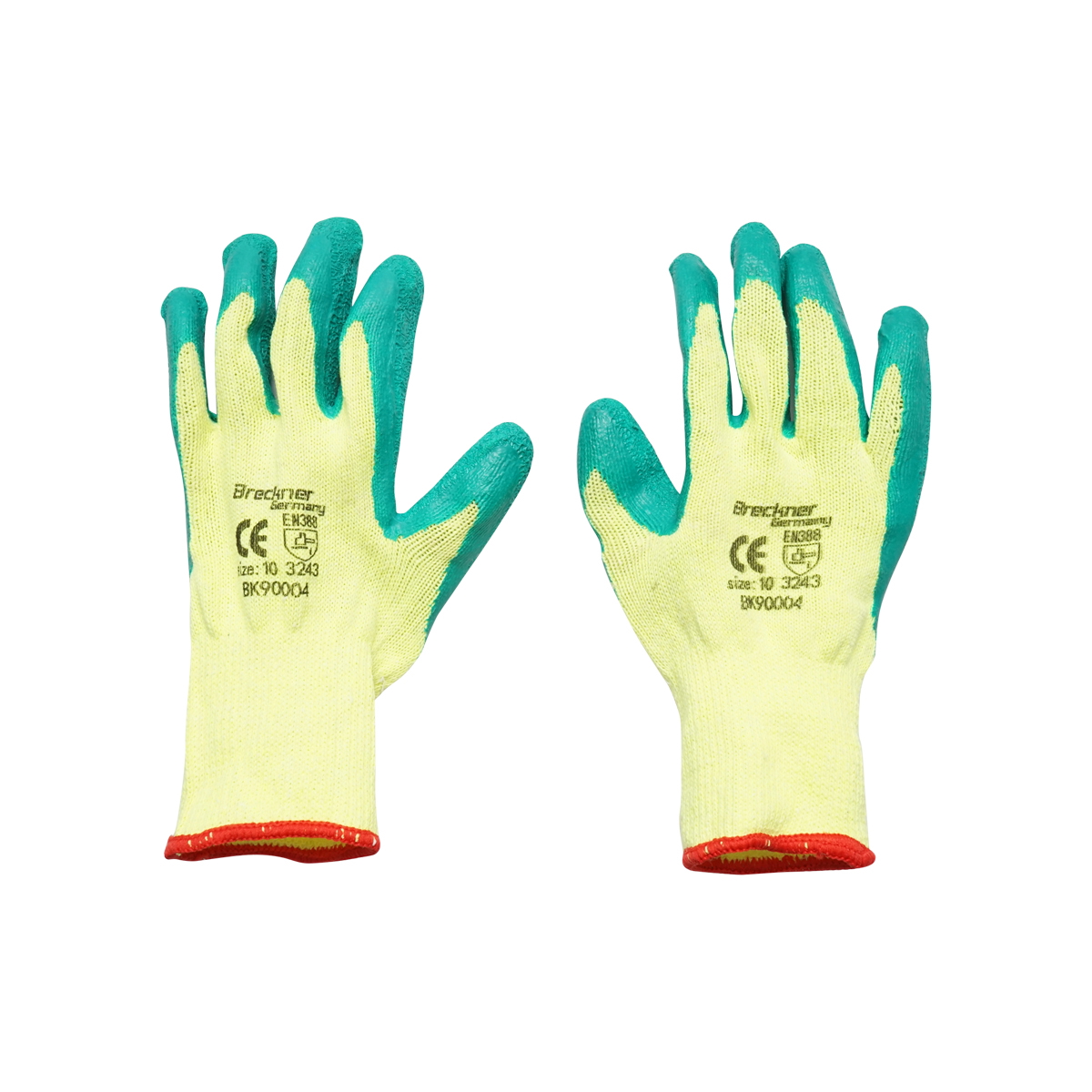 Manusi de lucru din bumbac latex galben-verde marimea 10 Breckner Germany - imagine 2