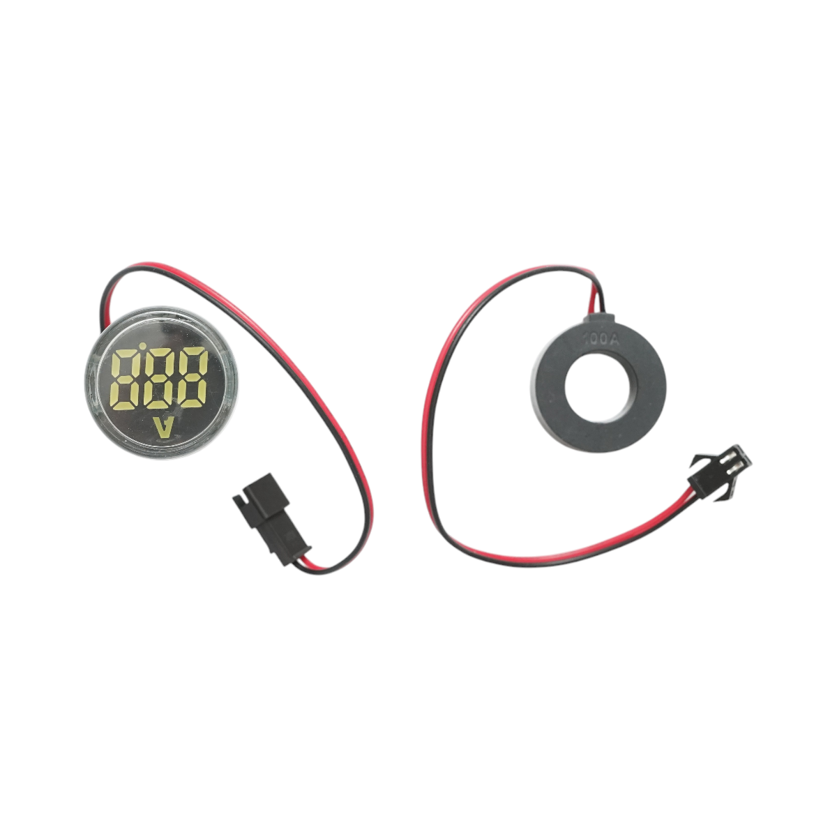 Indicator digital ampermetru LED alb 0-100A, 220V/380V Ø 22mm Breckner Germany - imagine 2