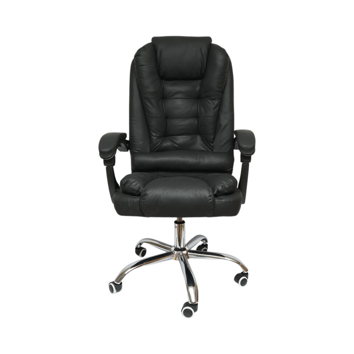 Scaun de birou ergonomic directorial cu suport lombar, piele ecologica neagra, rotativ, spatar si inaltime reglabile - imagine 2