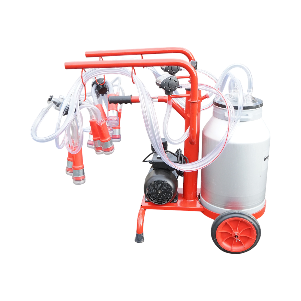 Aparat de muls vaci 2 posturi bidon 40L aluminiu cu vid in cadru(vacuum) Breckner Germany - imagine 2