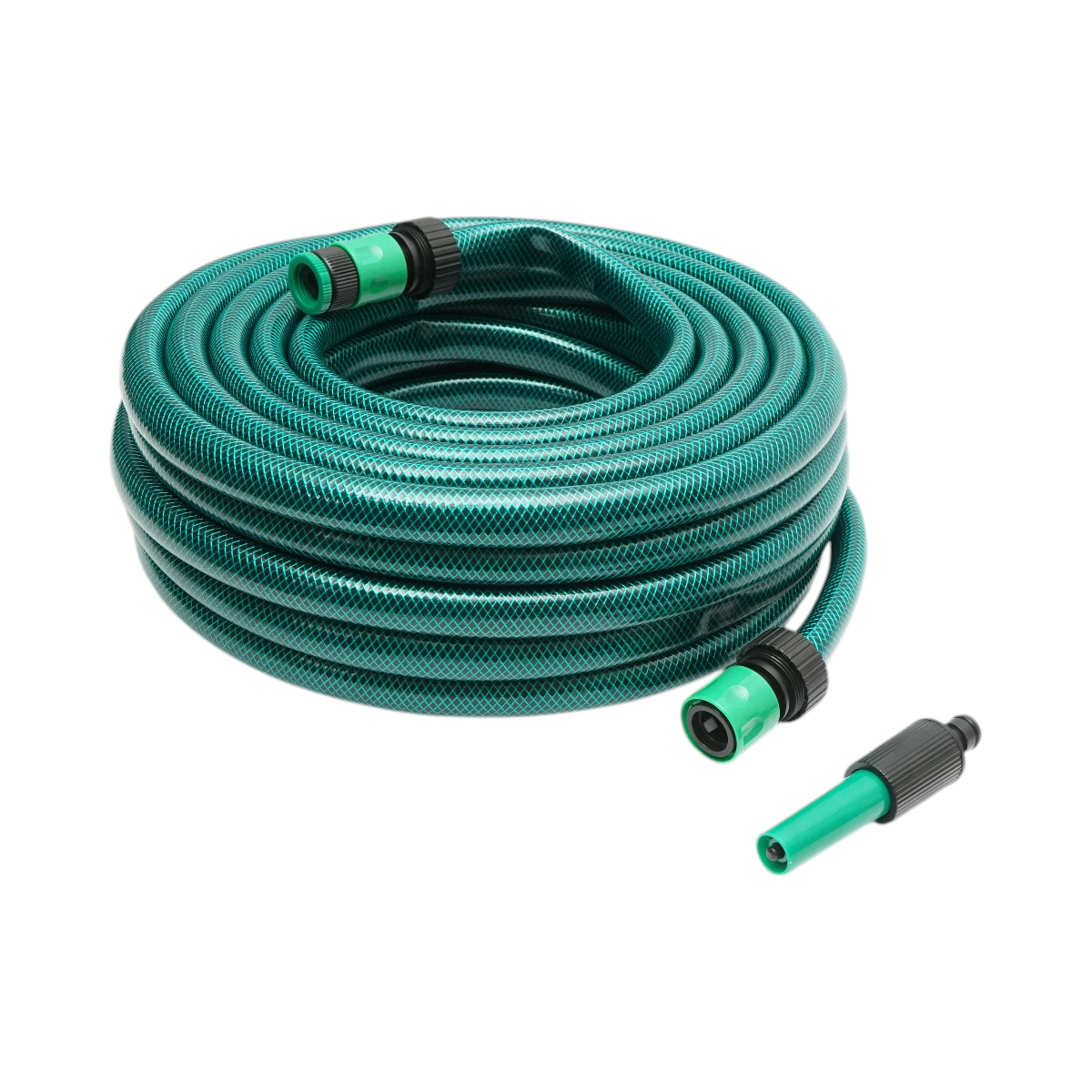 Set rola 20m furtun gradina PVC impletit 3/4 inch cu duza stropit reglabila, conectori si adaptor robinet 3/4 inch Breckner Germany - imagine 2