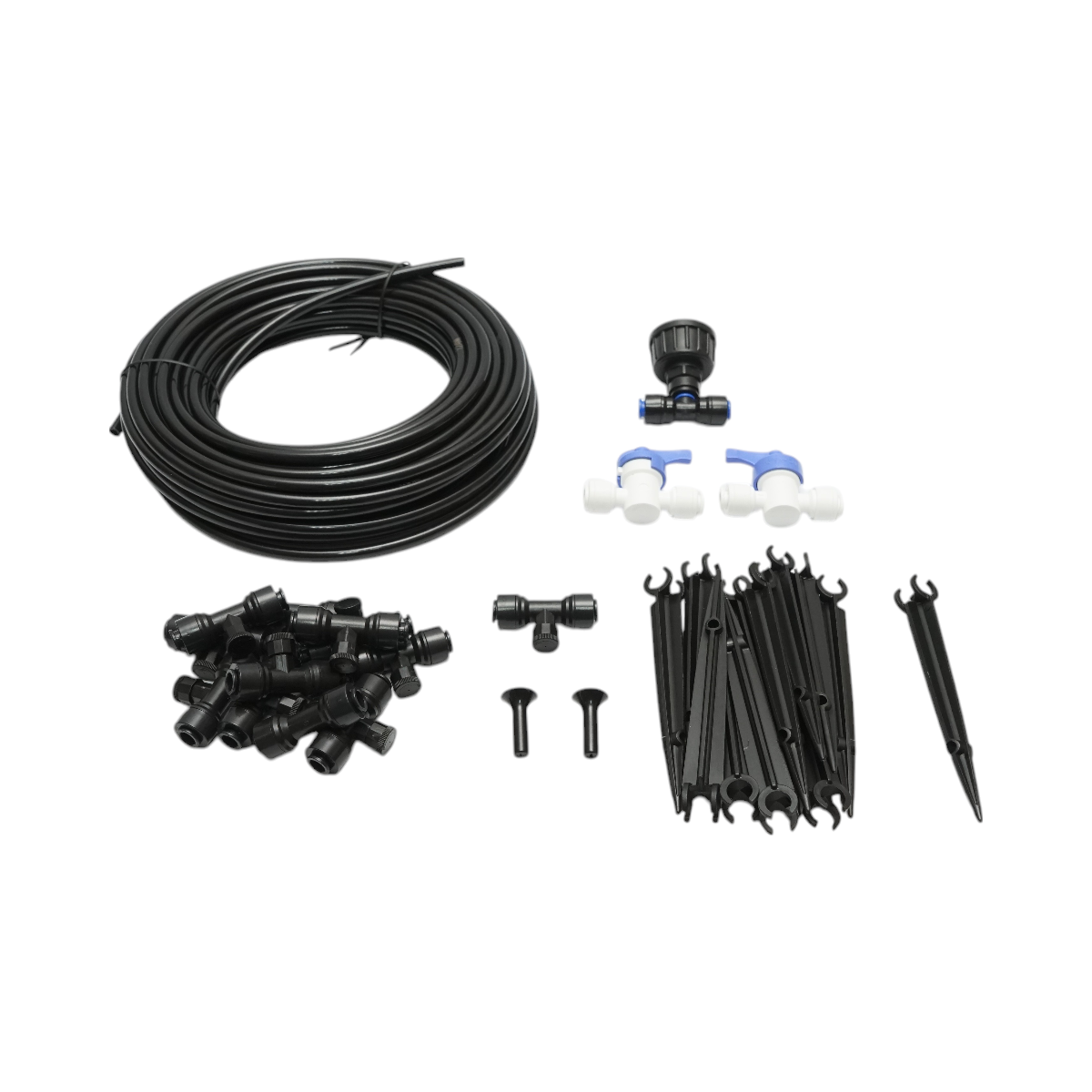 Kit complet irigare prin pulverizare cu furtun 15m, duze, robineti, tije de fixare 30 piese - imagine 2