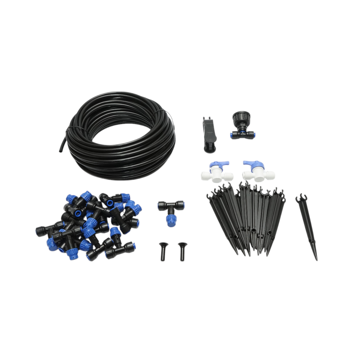 Kit complet irigare prin picurare cu furtun 19m, duze, robineti, tije de fixare 37 piese - imagine 2