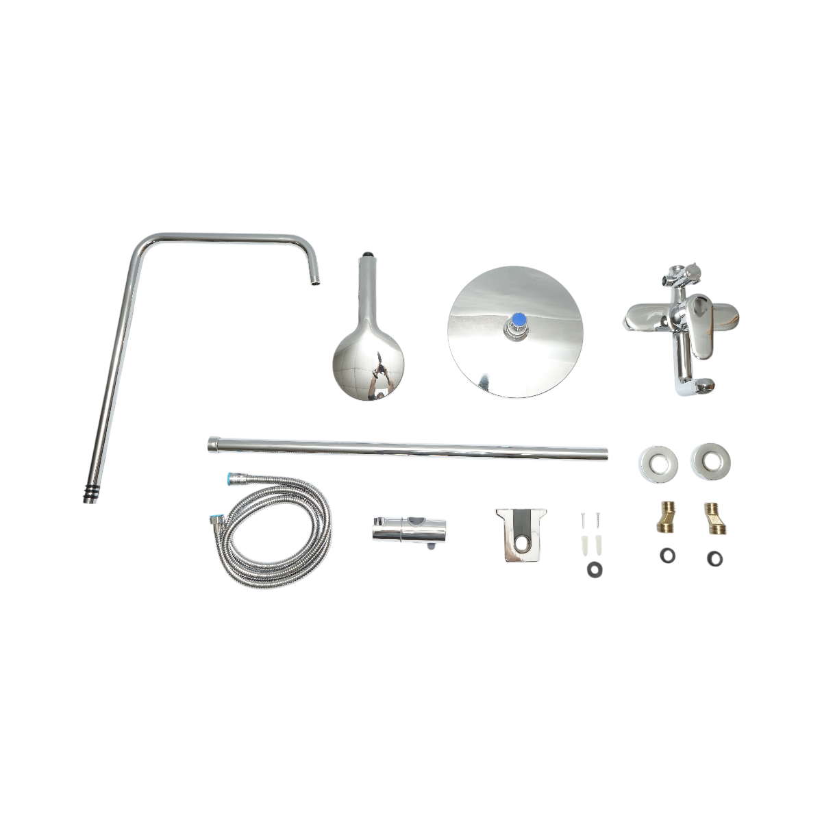Set dus multifunctional de perete cu dus de mana, pipa cada, dus rotund, cartus ceramic, crom lucios - imagine 2