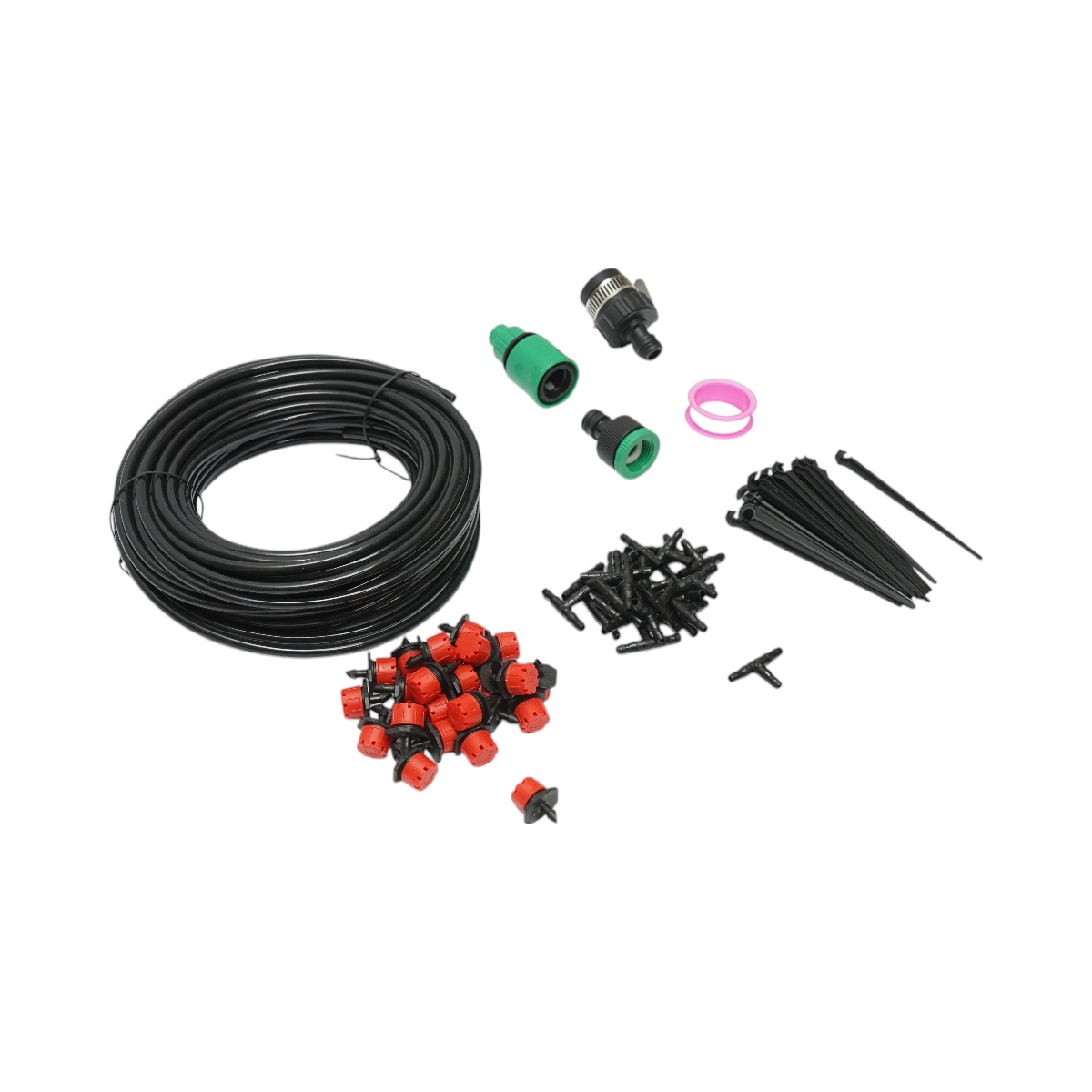 Kit complet irigare prin picurare cu furtun 20m, duze, conectori, tije de fixare 80 piese - imagine 2