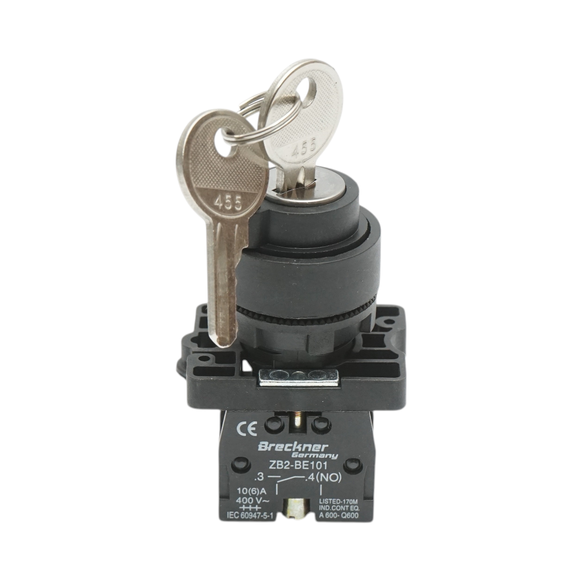 Selector 2 pozitii cu retinere si cheie 1NO, 400V/10A, LAY5-EG21 Breckner Germany - imagine 2