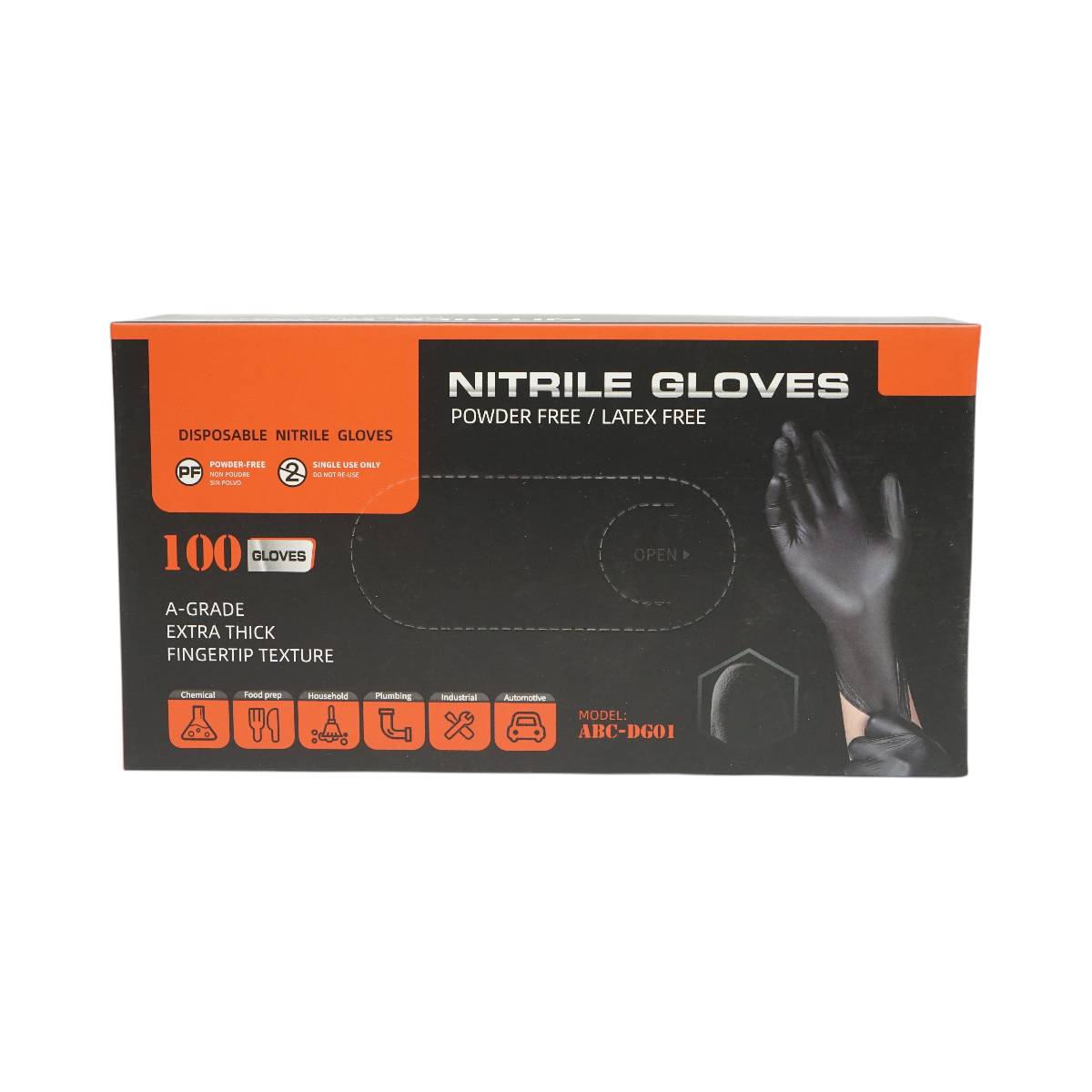 Manusi din nitril sintetic negre nepudrate marimea L 100 buc/cutie - imagine 2