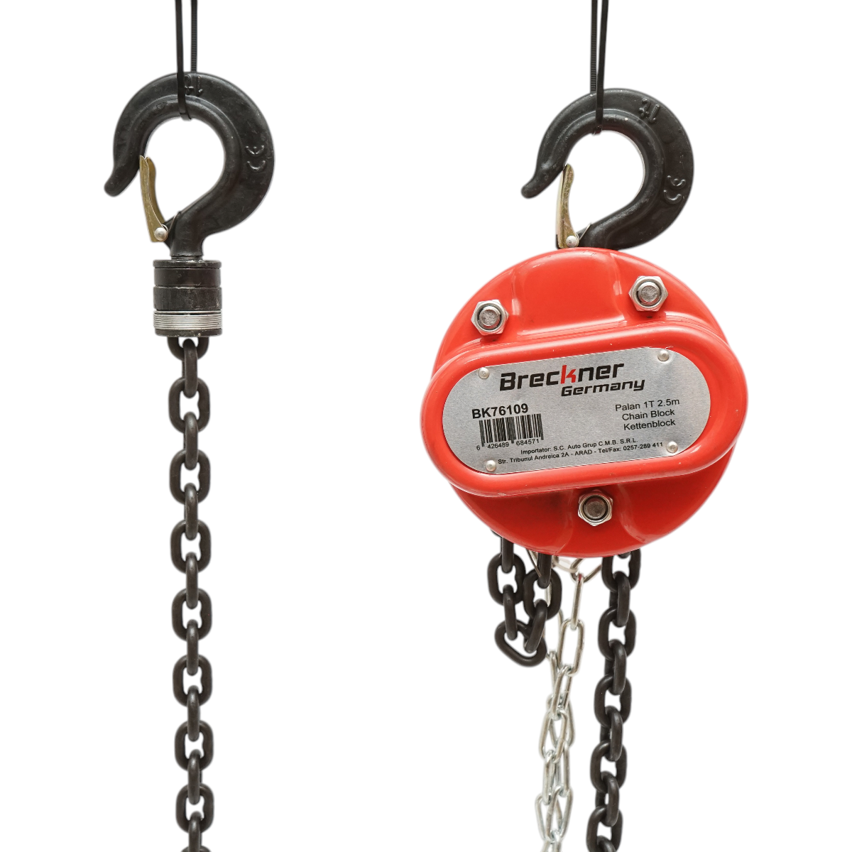 Palan manual cu lant 2.5m, sarcina maxima 1000kg, carlig cu siguranta 1T Breckner Germany - imagine 2