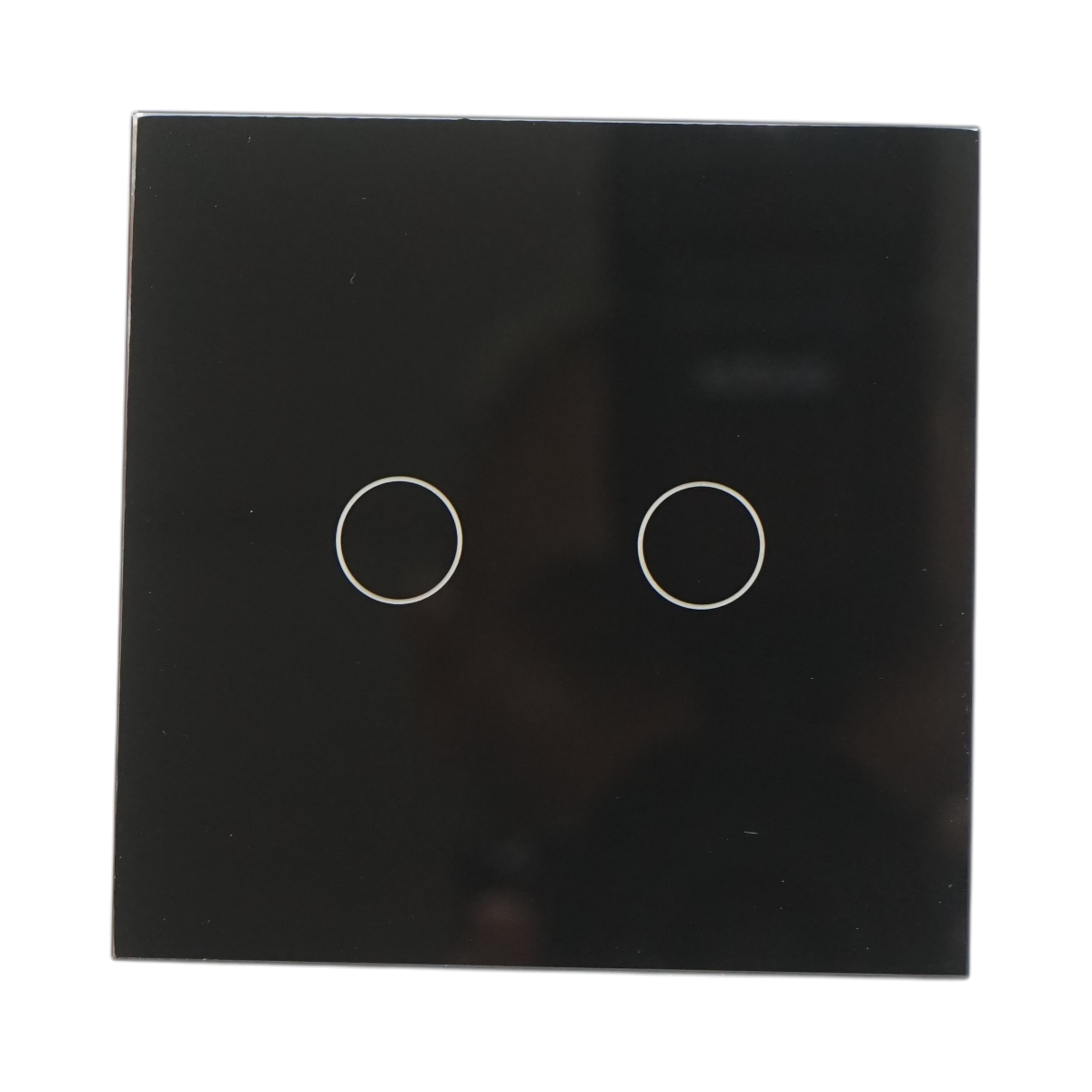 Intrerupator touch dublu negru 220V, indicator luminos, rama sticla 86x86x34mm - imagine 2