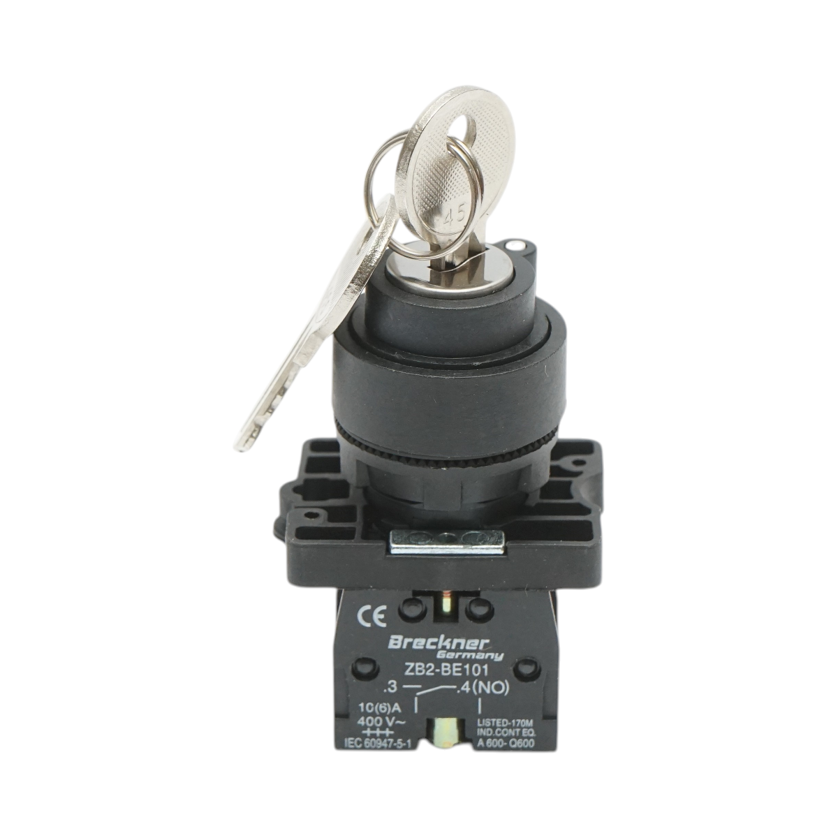 Selector 2 pozitii cu revenire si cheie 1NO+1NC, 400V/10A, LAY5-EG65 Breckner Germany - imagine 2