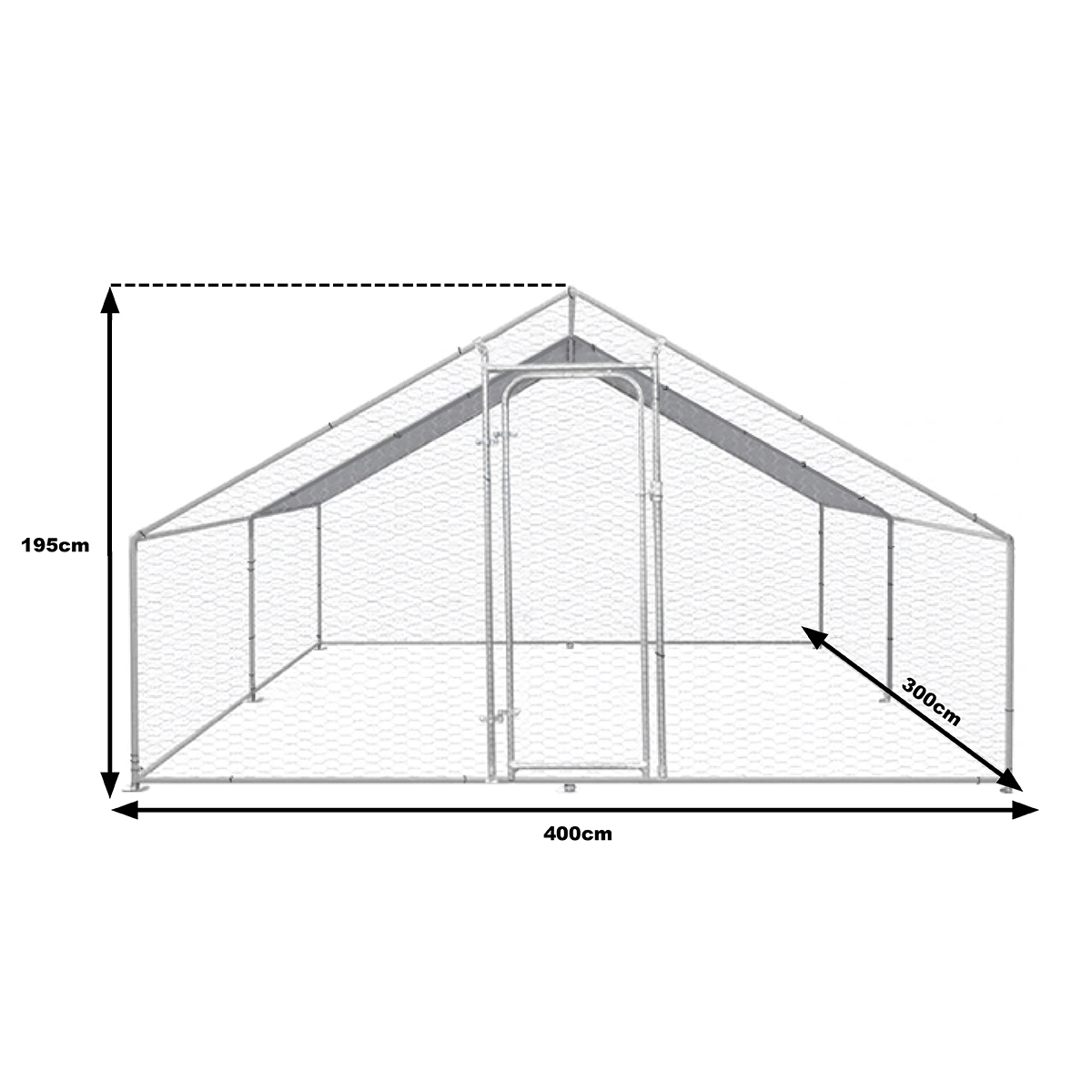 Cotet exterior din otel galvanizat pentru pasari 400x300x195cm - imagine 2