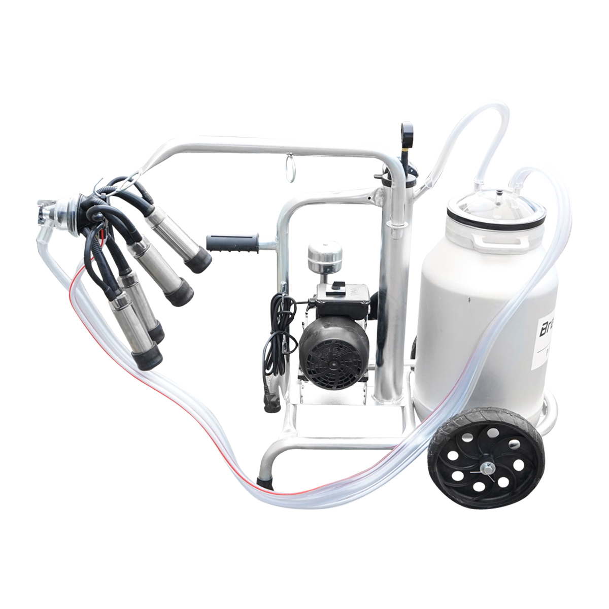 Aparat de muls vaci cu grup colector 160cc, sasiu galvanizat, bidon aluminiu 30L, 1 post, pahar inox Breckner Germany - imagine 2