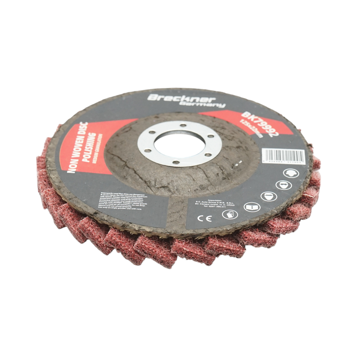 Disc abraziv lamelar netesut 125x22mm, granulatie medie pentru polisare si finisare Breckner Germany - imagine 2