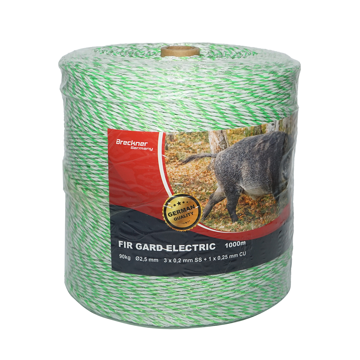 Rola fir verde fluorescent-alb fi 2.5mm 3x0.2mm SS, 1x0.25mm Cu, 1000m gard electric Breckner Germany - imagine 2