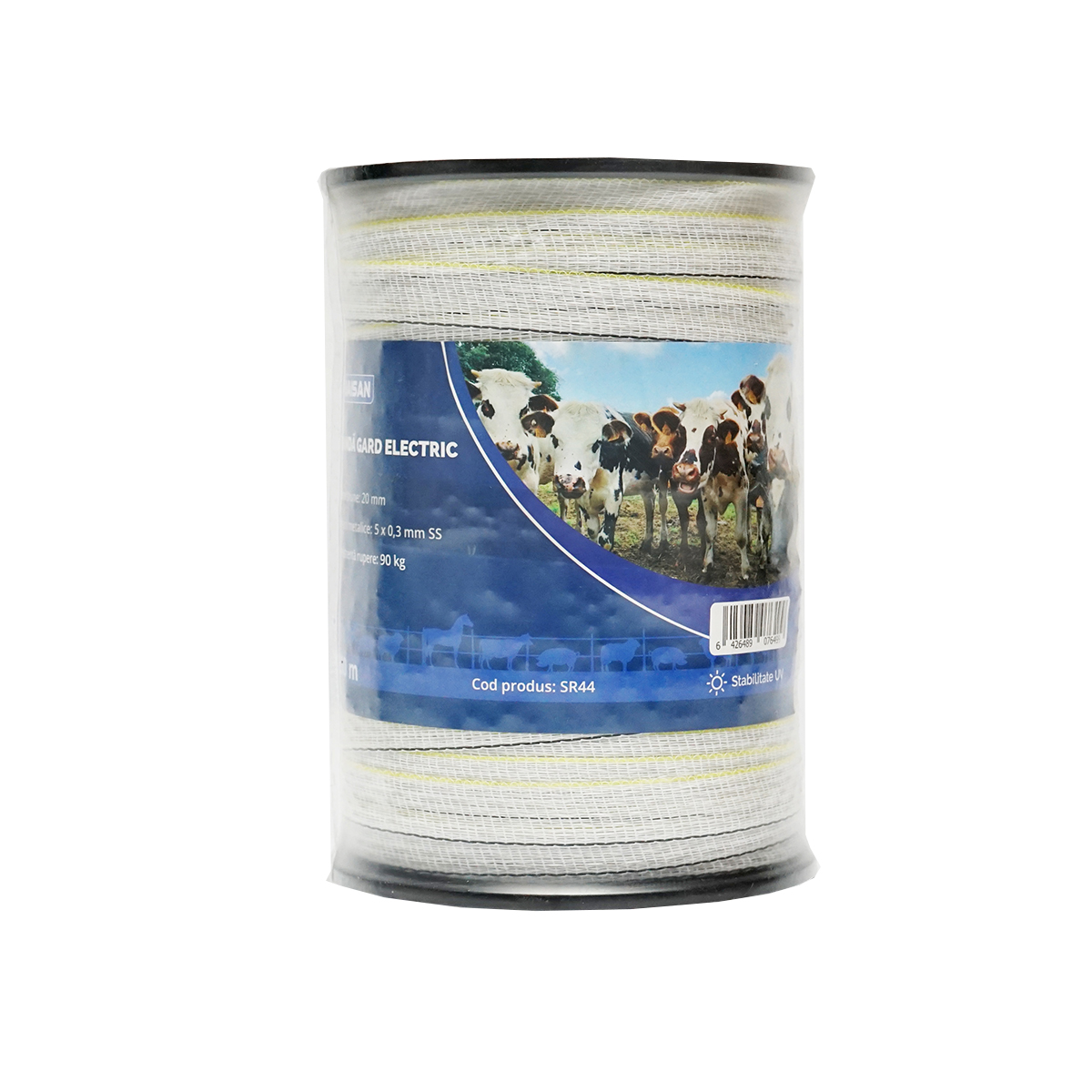 Rola banda alb-galben-negru, latime 20mm 5x0.3mm SS lungime 200m gard electric Baisan - imagine 2