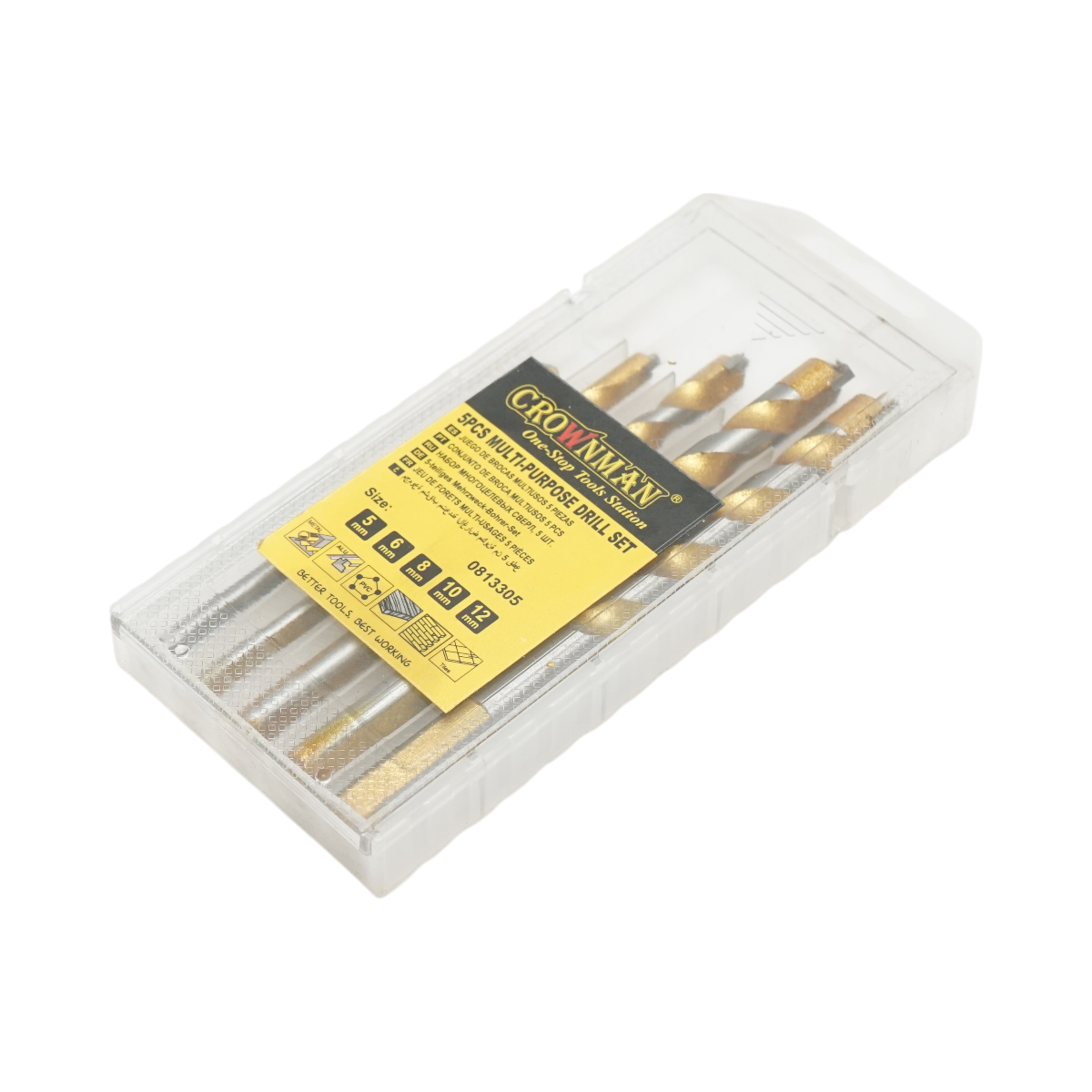 Set 5 burghie multifunctionale 5-12mm pentru metal, aluminiu, lemn, PVC, gresie Crownman - imagine 2