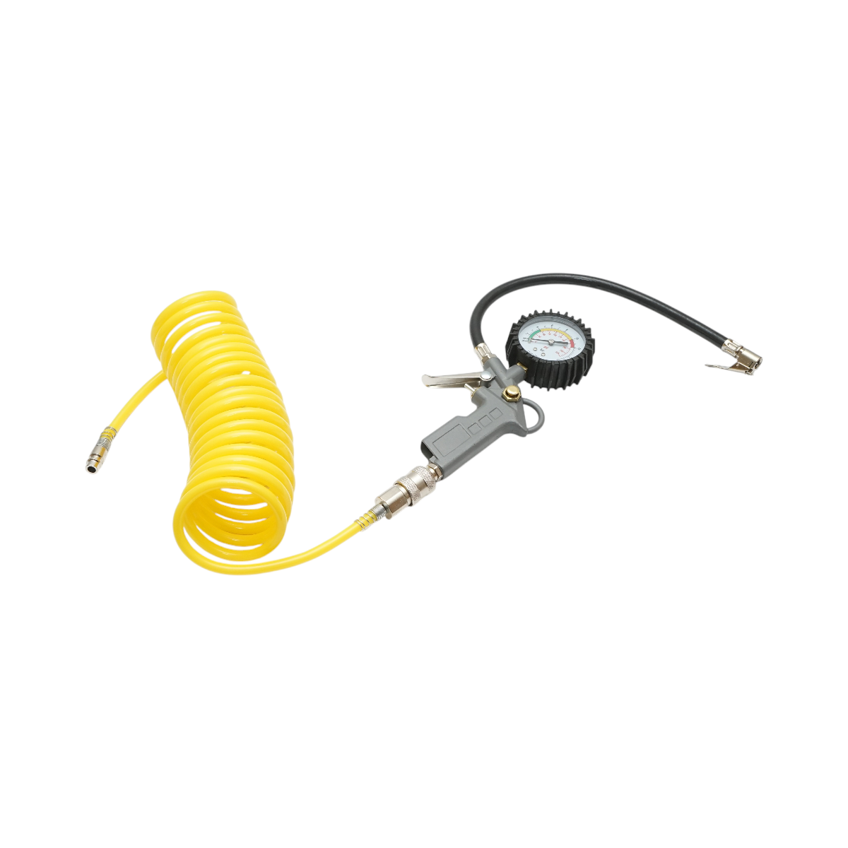 Set 6 piese aer comprimat cu furtun spiralat 5m, pistol umflat, suflat aer, ac mingi si adaptoare - imagine 2