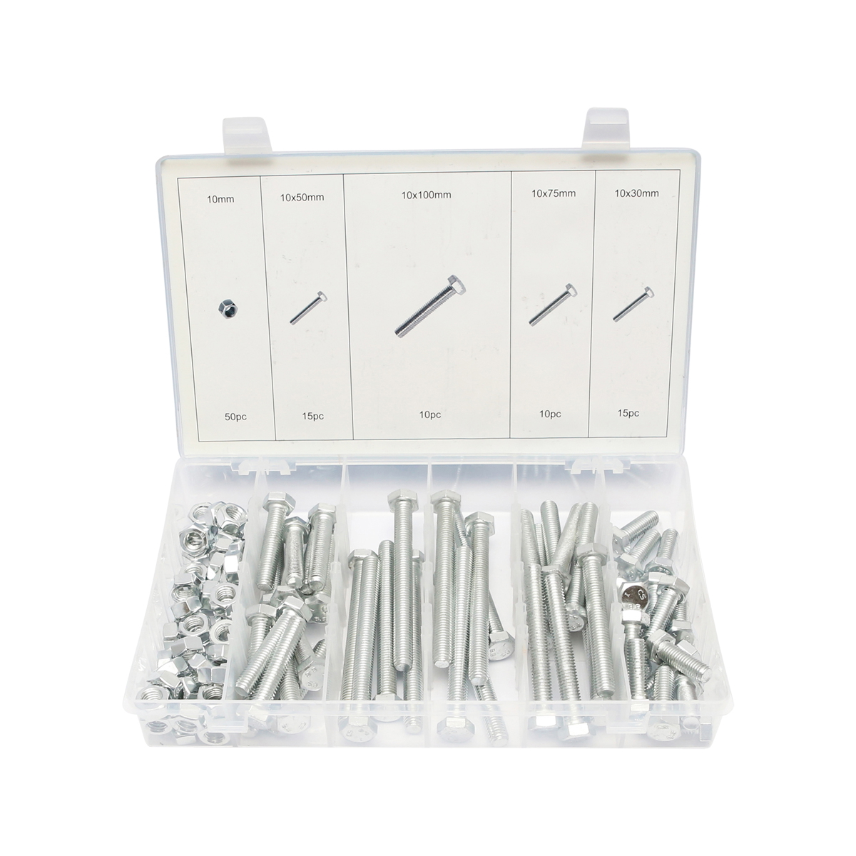 Trusa suruburi M10 cu cap hexagonal si piulite 100 piese - imagine 2