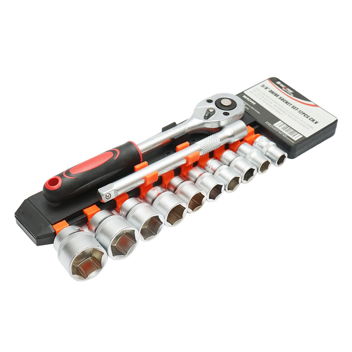 Set chei tubulare 10-24mm, prelungitor 150mm si antrenor cu clichet 3/8 inch 12 piese Breckner Germany - imagine 2