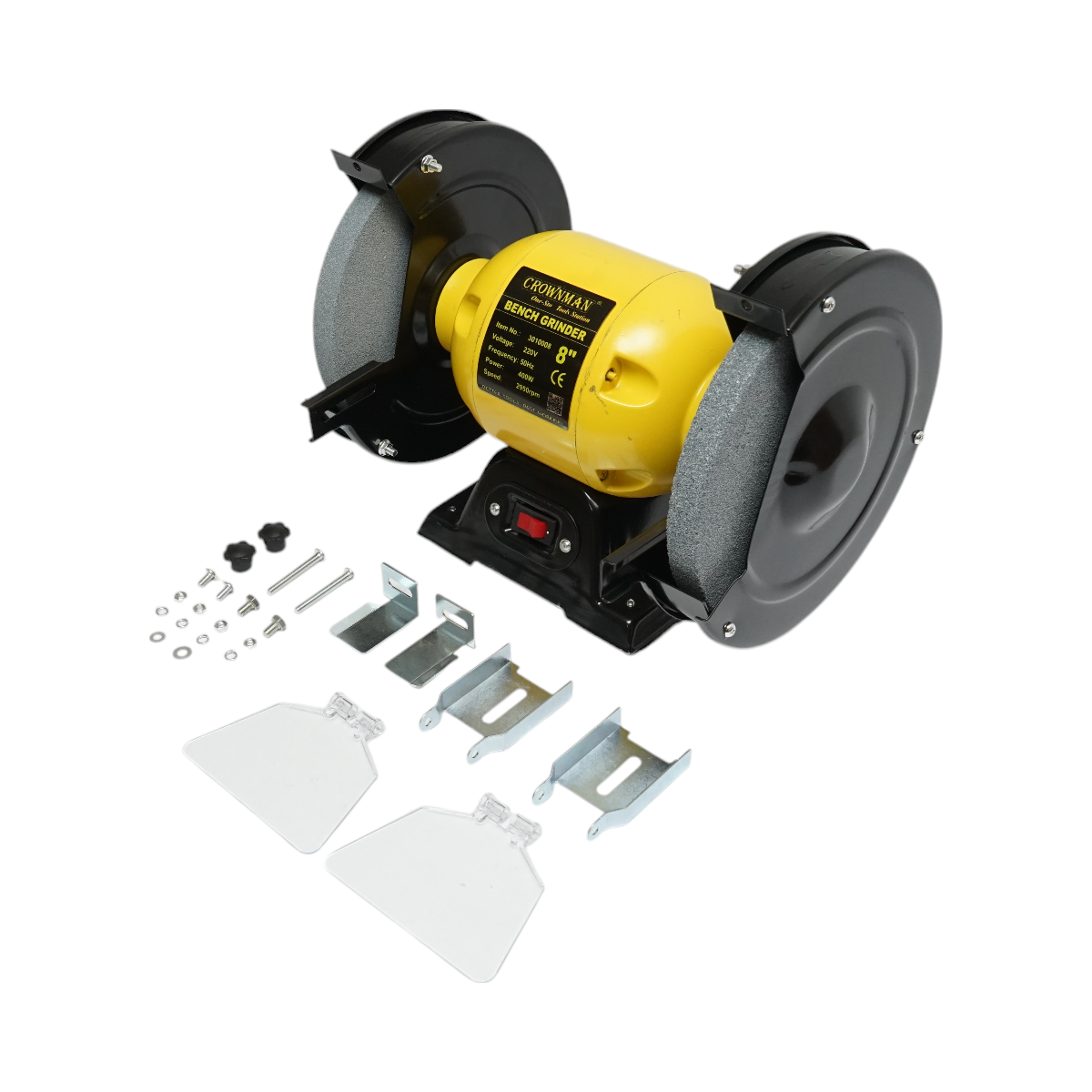 Polizor de banc 400W, 220V disc abraziv 200x20x16mm, viteza rotatie 2950rpm Crownman - imagine 2