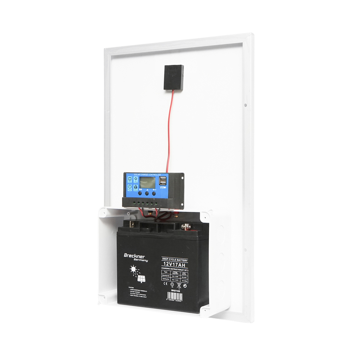 Panou solar 30W 560x350x135mm cu baterie 12V/17Ah, regulator 12-24V/10Ah si 2x port USB Breckner Germany - imagine 2