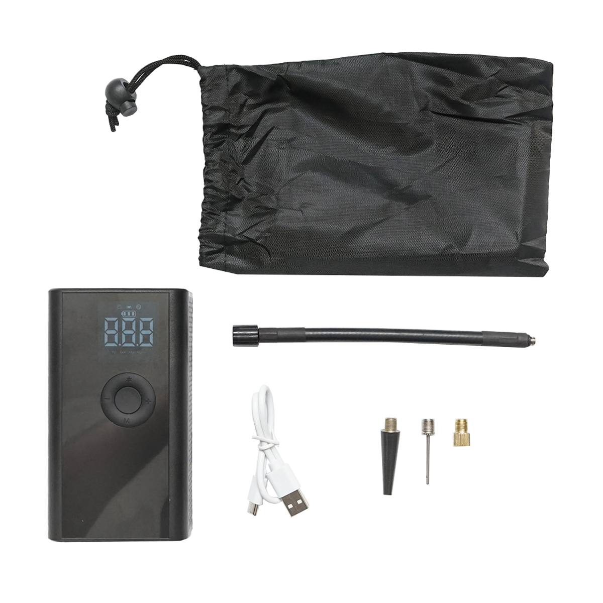 Compresor aer portabil negru 36W baterie 4000mA reincarcabila cu accesorii - imagine 2